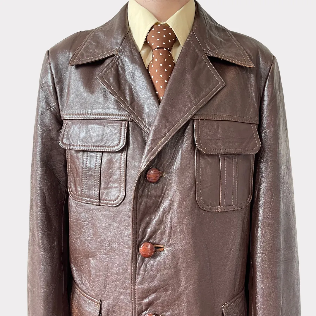 1970's Brown Leather Blazer