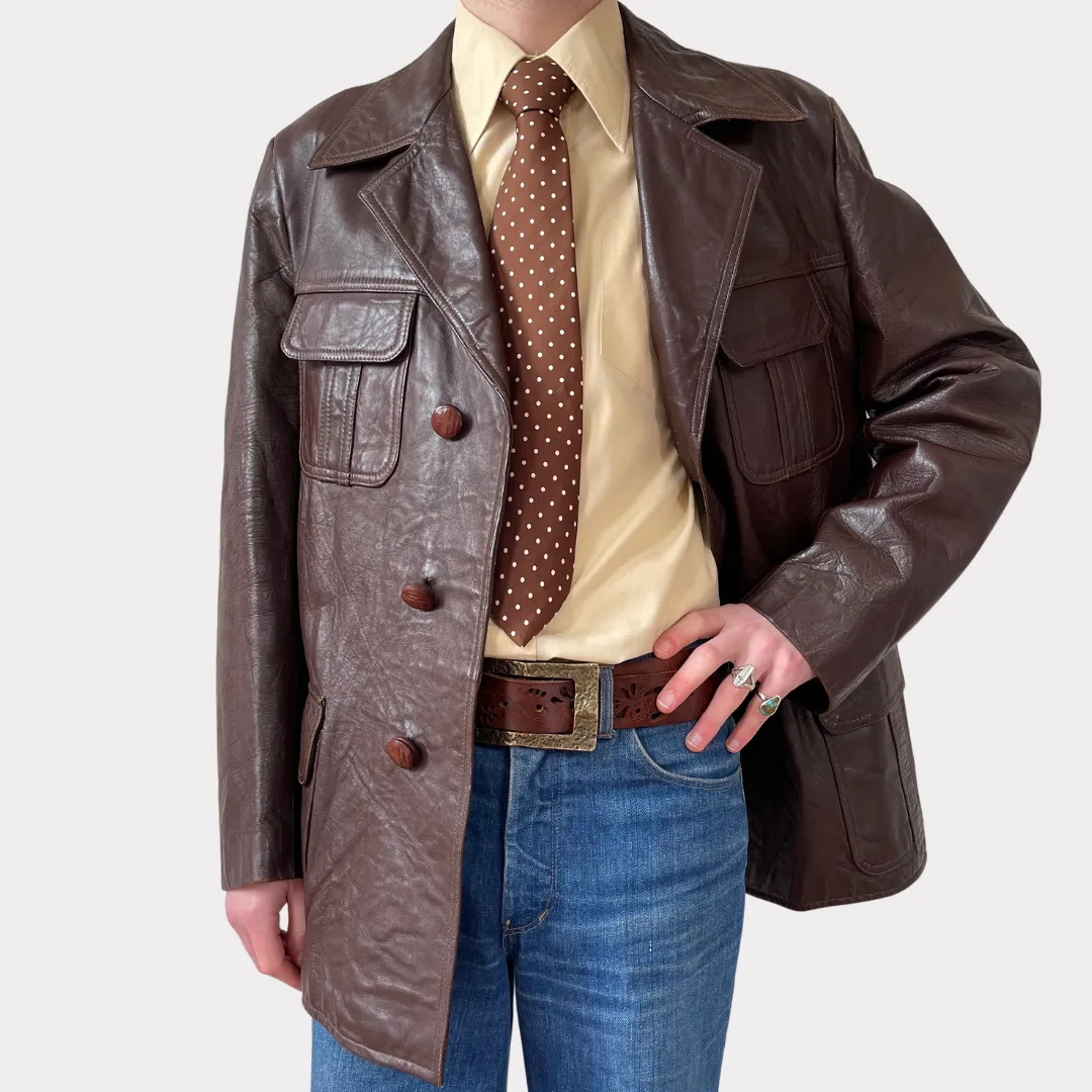 1970's Brown Leather Blazer