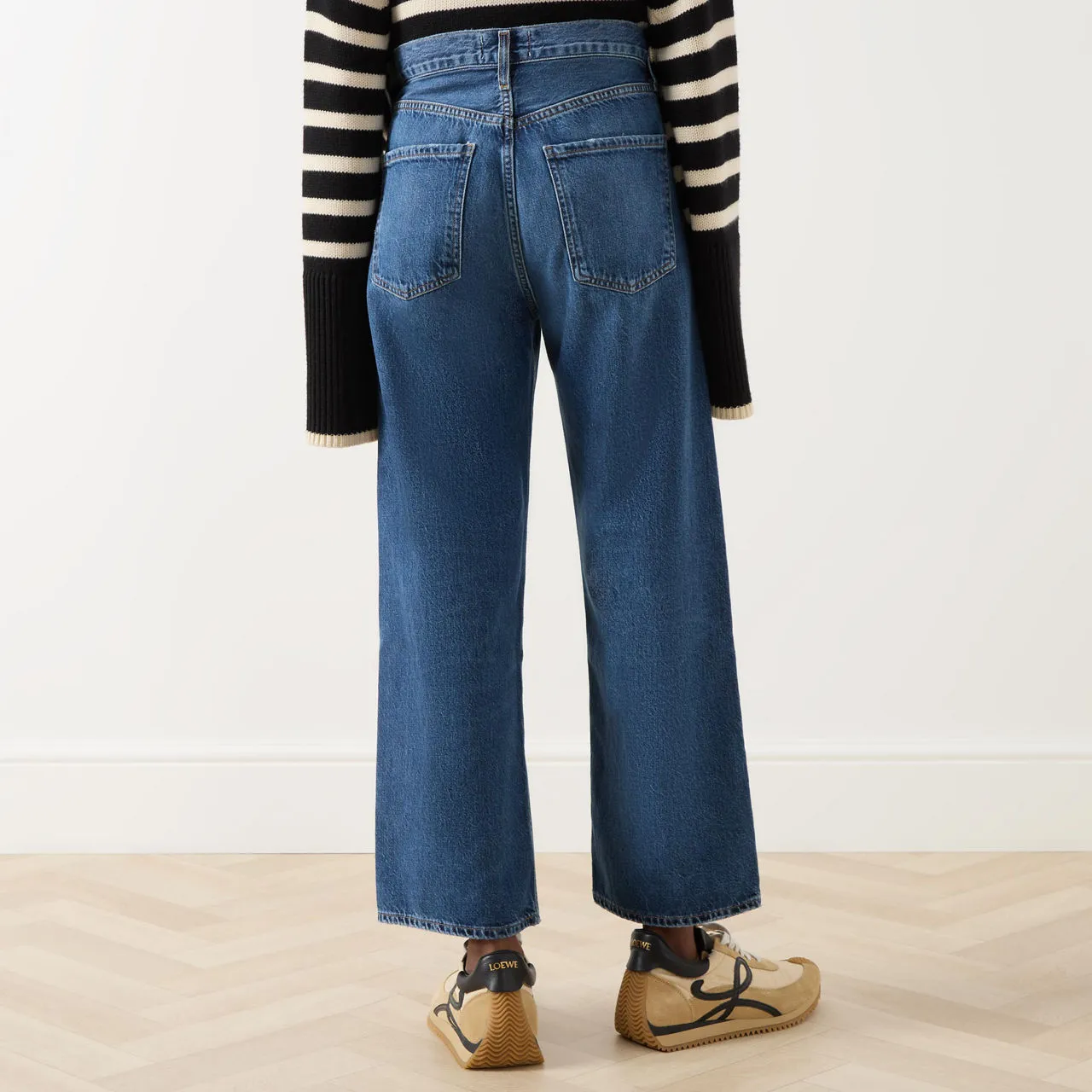 AGOLDE Ren High Rise Wide Leg Jeans - Dark Blue