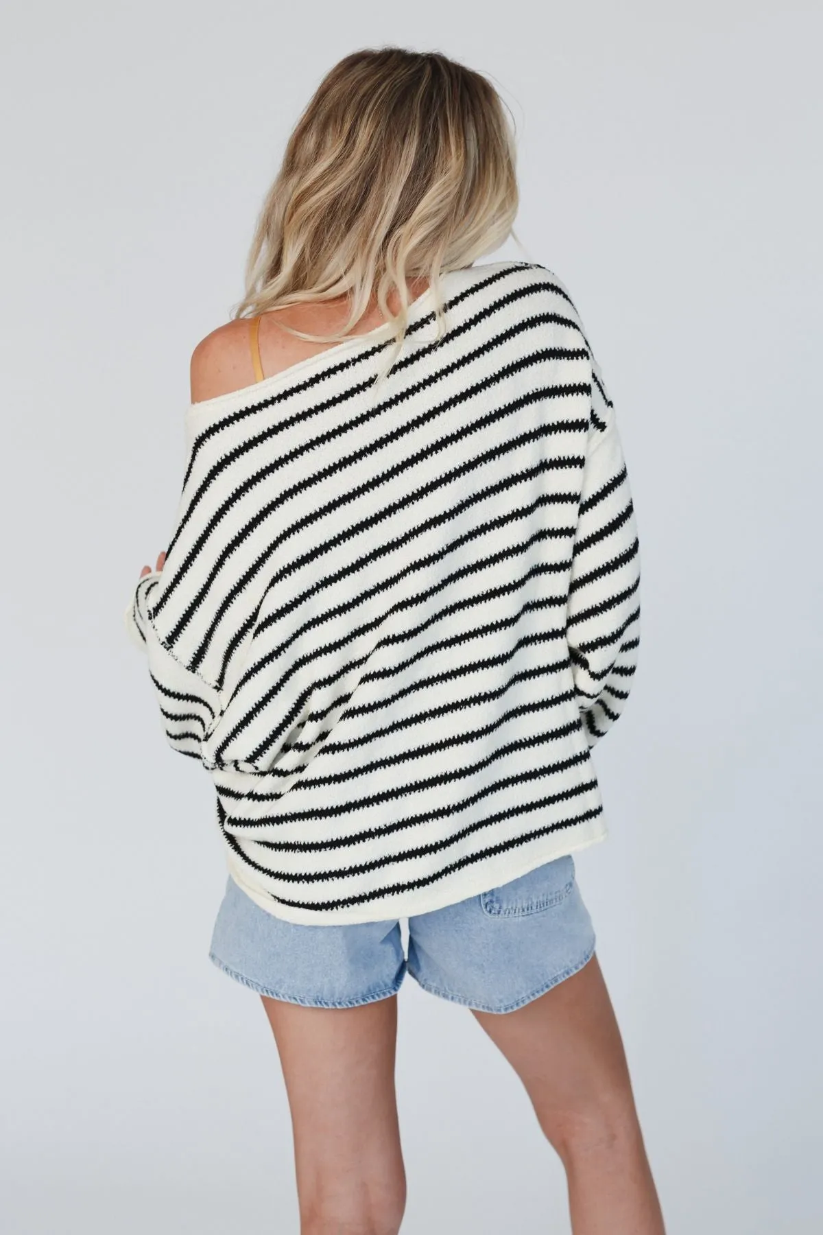 All My Stripes Oversized Sweater - Cream Black