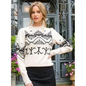 Allie Cream Knit Pattern THML Sweater-SALE