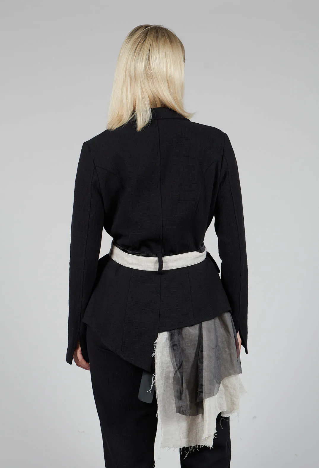 Belted Linen Jacket in Nero