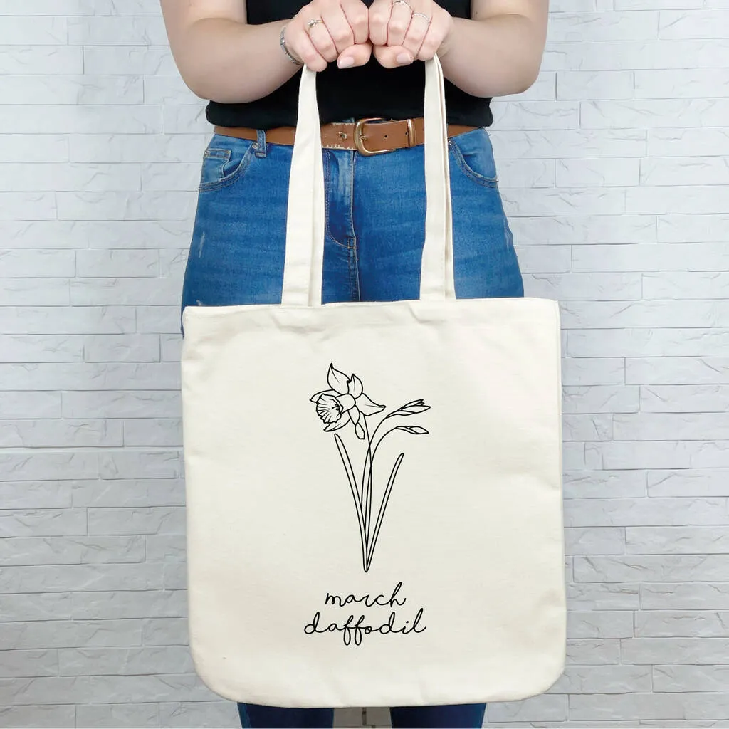 Birth Flower Personalised Tote Bag