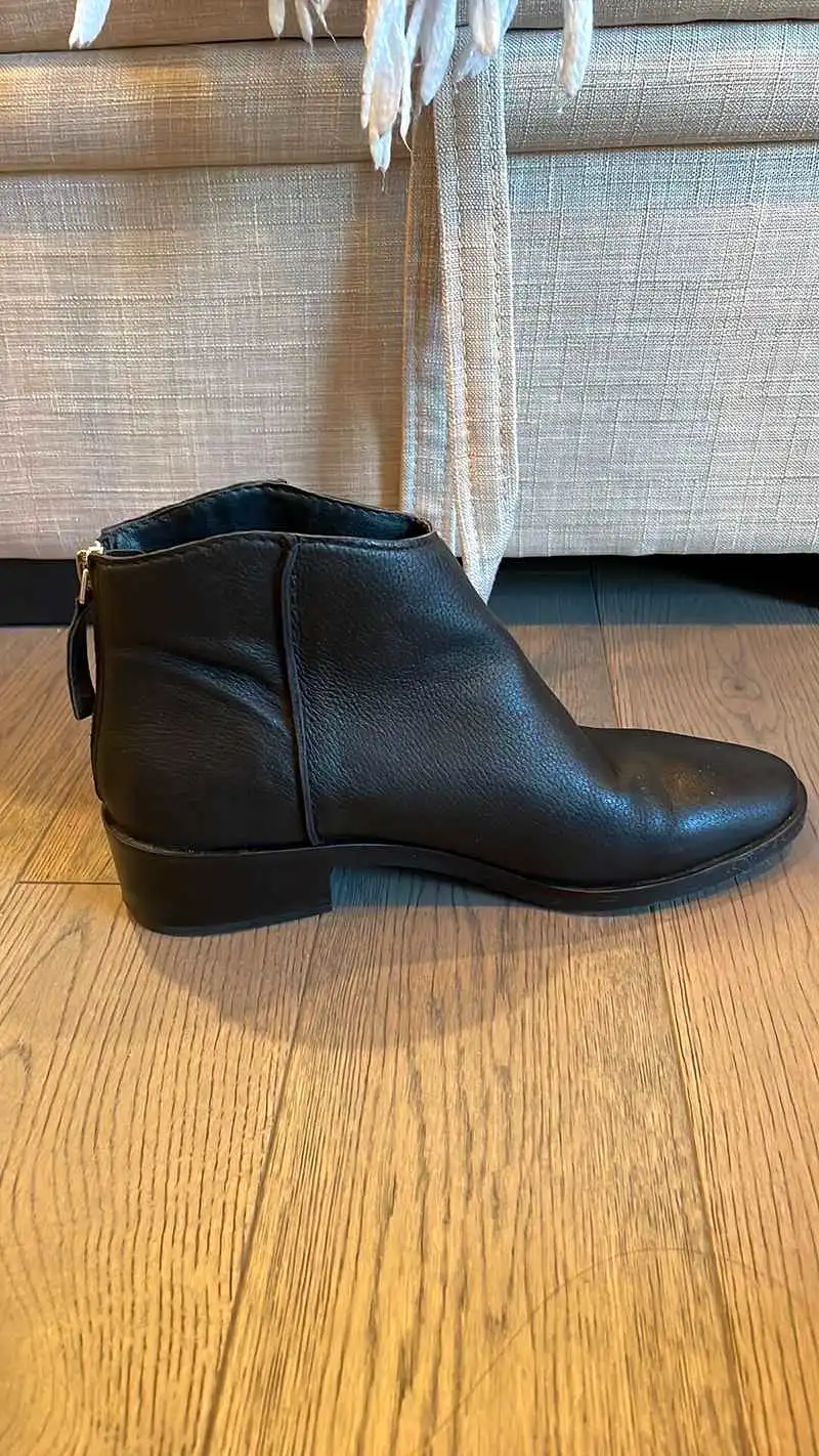 Black Leather Tavin Bootie - re:vita