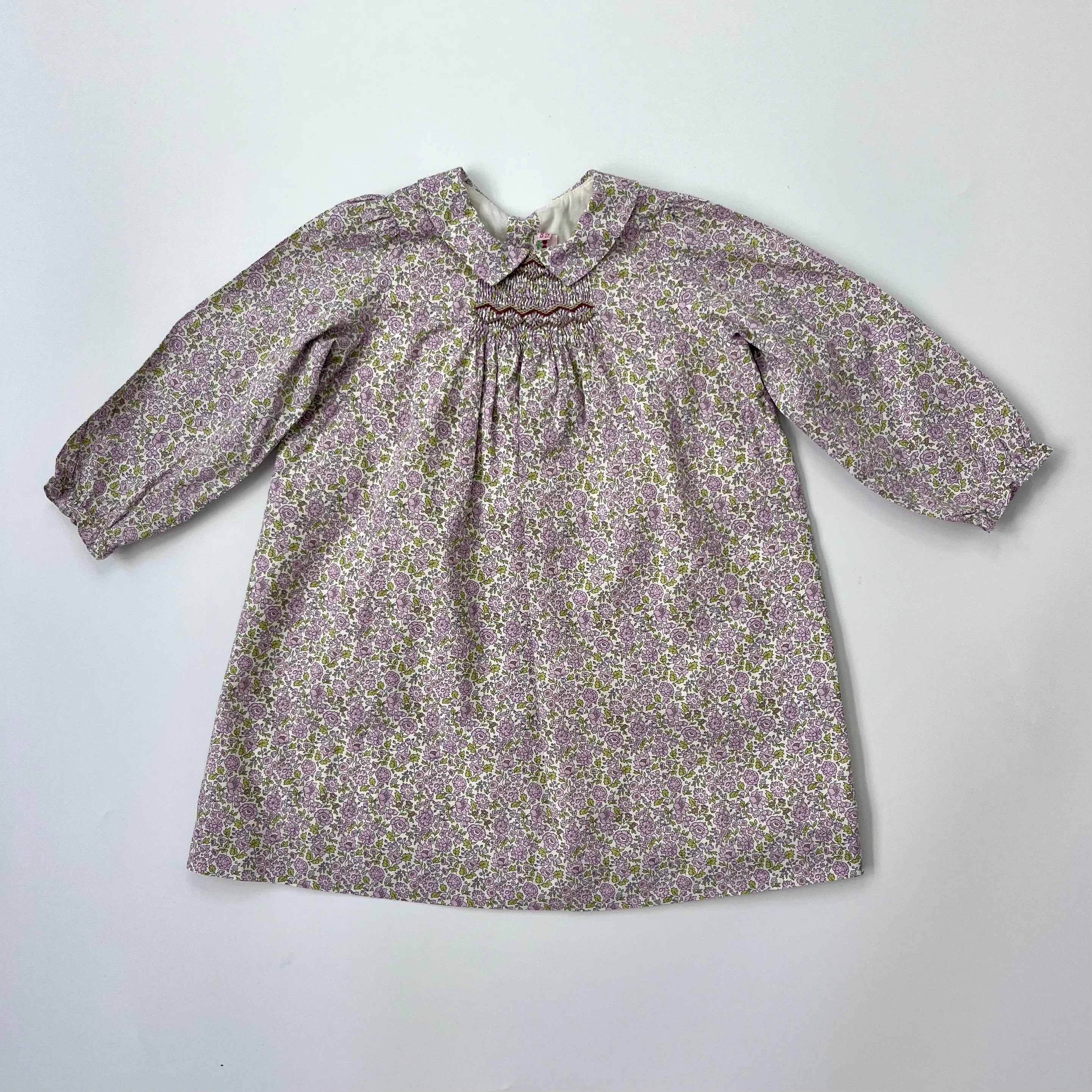 Bonpoint Smocked Liberty Print Dress With Collar: 3 Years