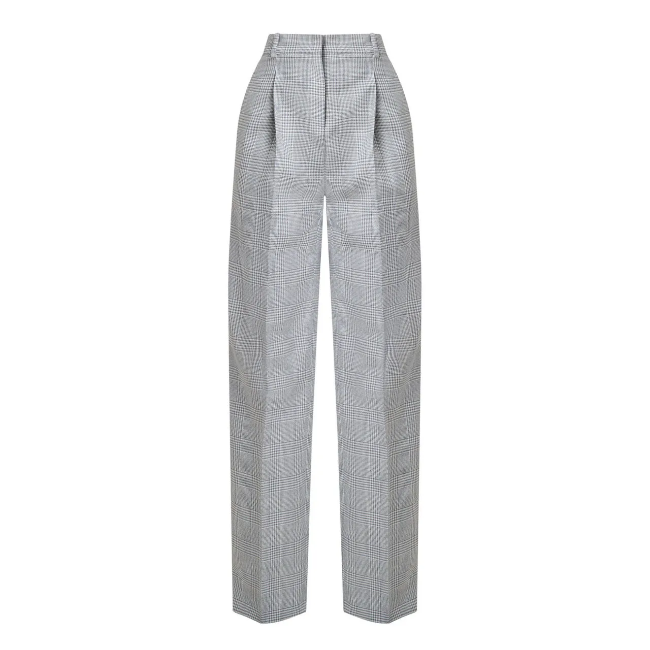 BOSS Tanity High-Rise Check Straight Leg Trousers - Grey