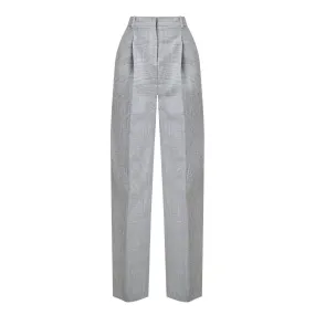 BOSS Tanity High-Rise Check Straight Leg Trousers - Grey