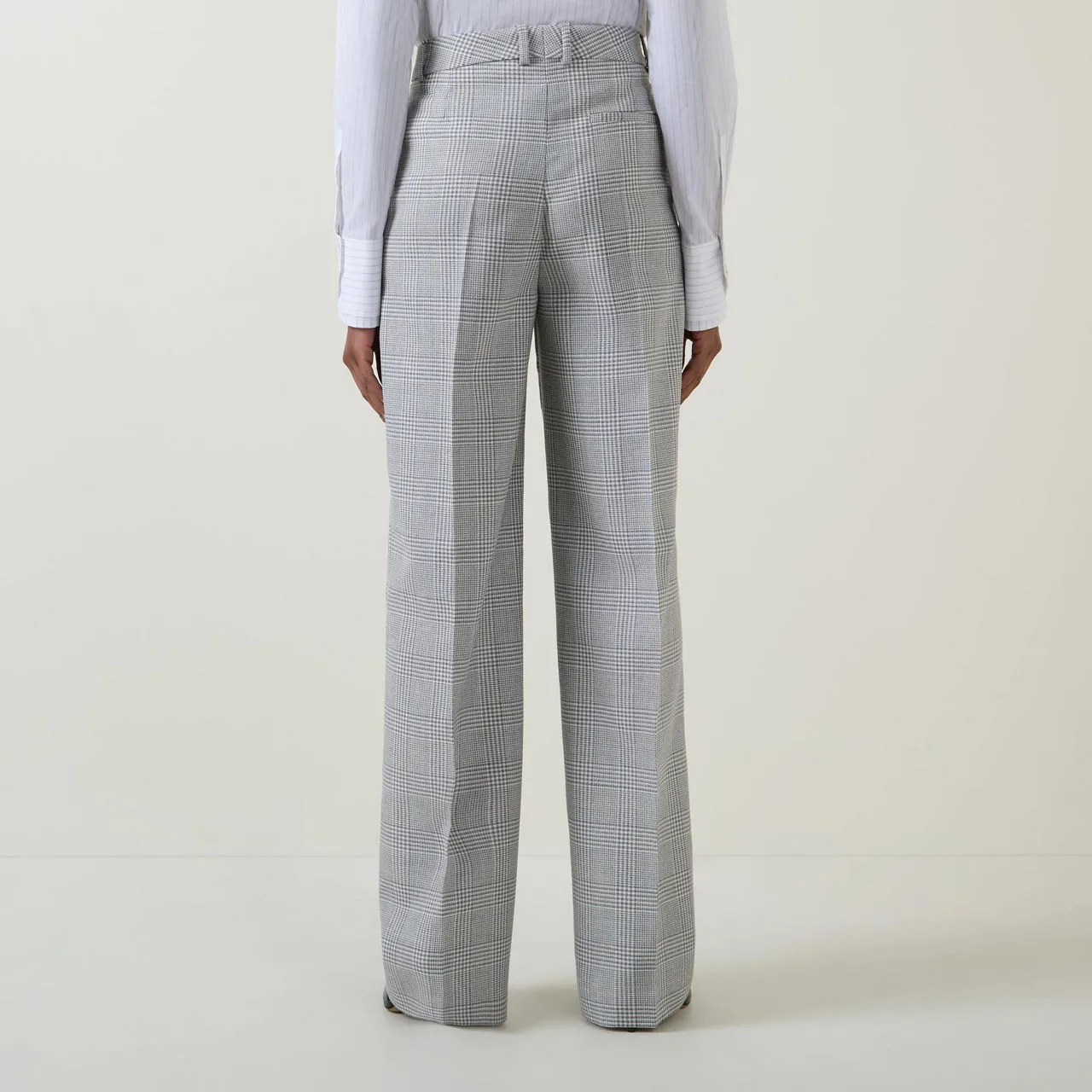 BOSS Tanity High-Rise Check Straight Leg Trousers - Grey