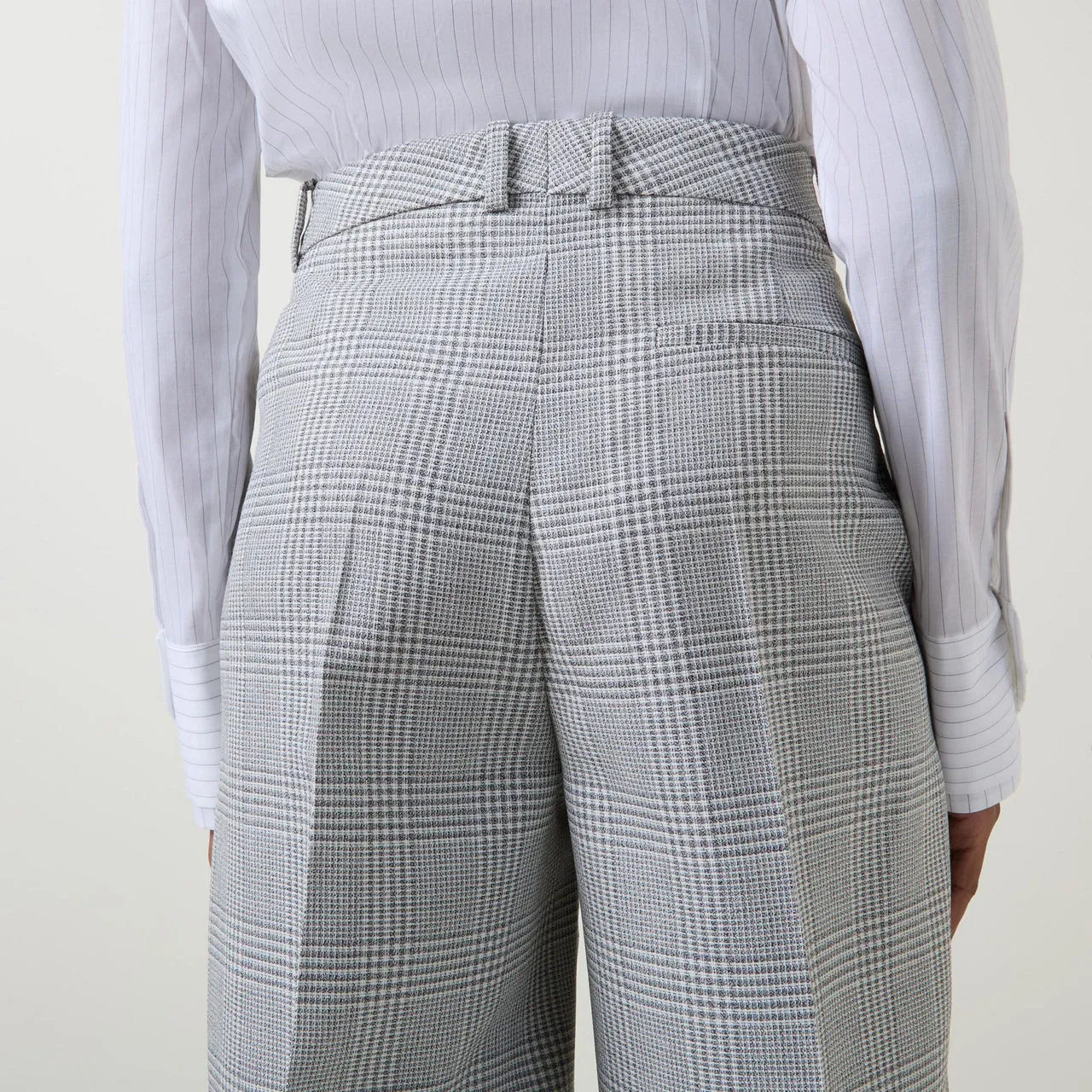 BOSS Tanity High-Rise Check Straight Leg Trousers - Grey