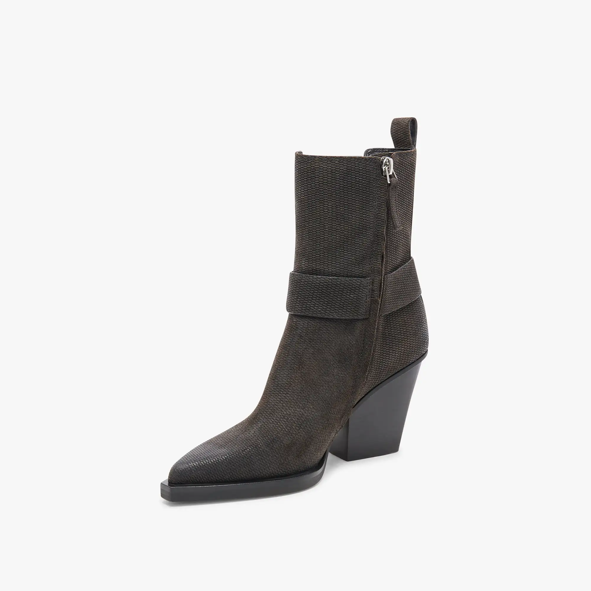 BOUNTY BOOTS ONYX EMBOSSED SUEDE - re:vita