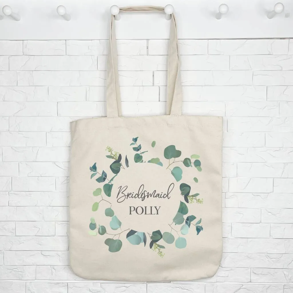 Bridal Party Eucalyptus Personalised Wedding Tote Bag