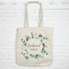 Bridal Party Eucalyptus Personalised Wedding Tote Bag