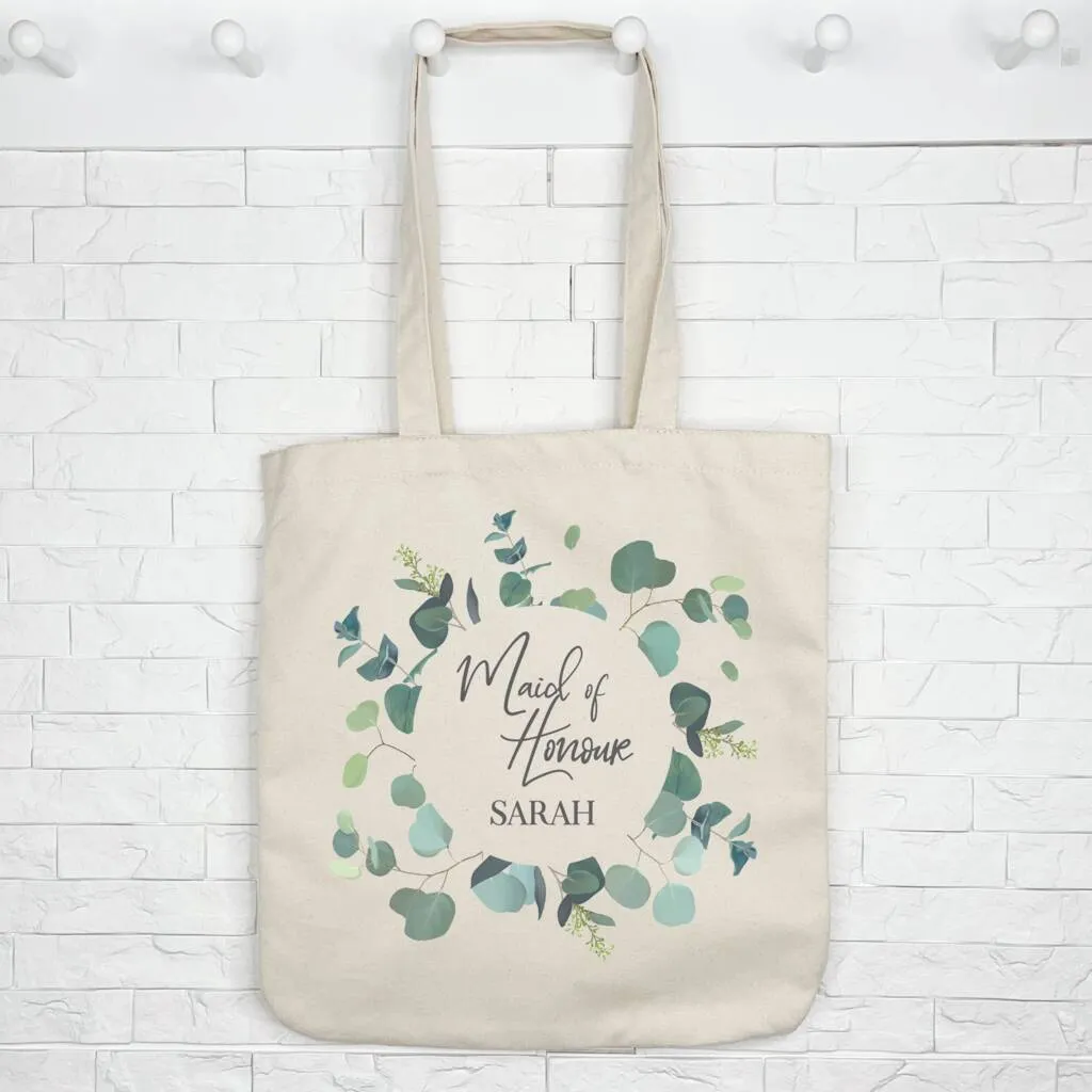 Bridal Party Eucalyptus Personalised Wedding Tote Bag