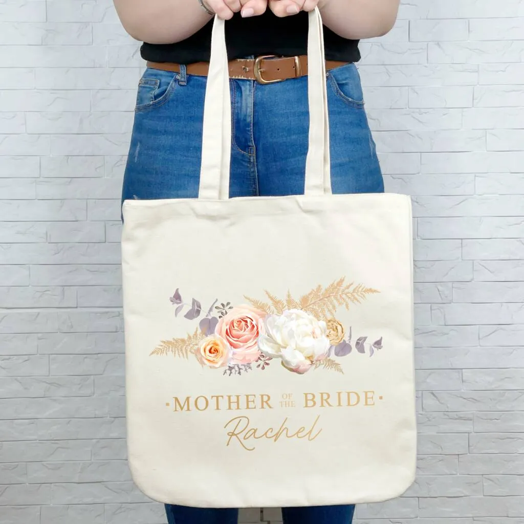 Bridal Party Pampas Personalised Wedding Tote Bag