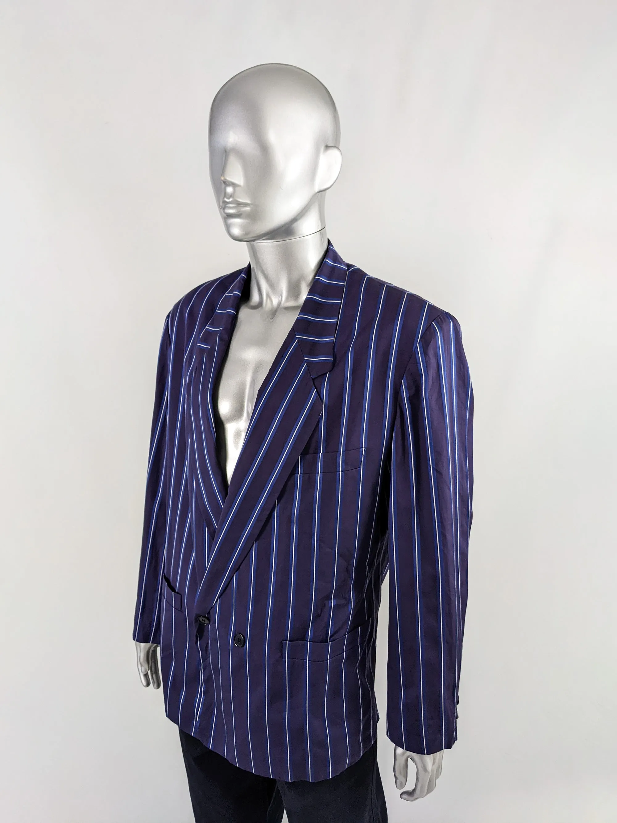 Byblos Vintage Mens Purple & Blue Boating Blazer, 1980s