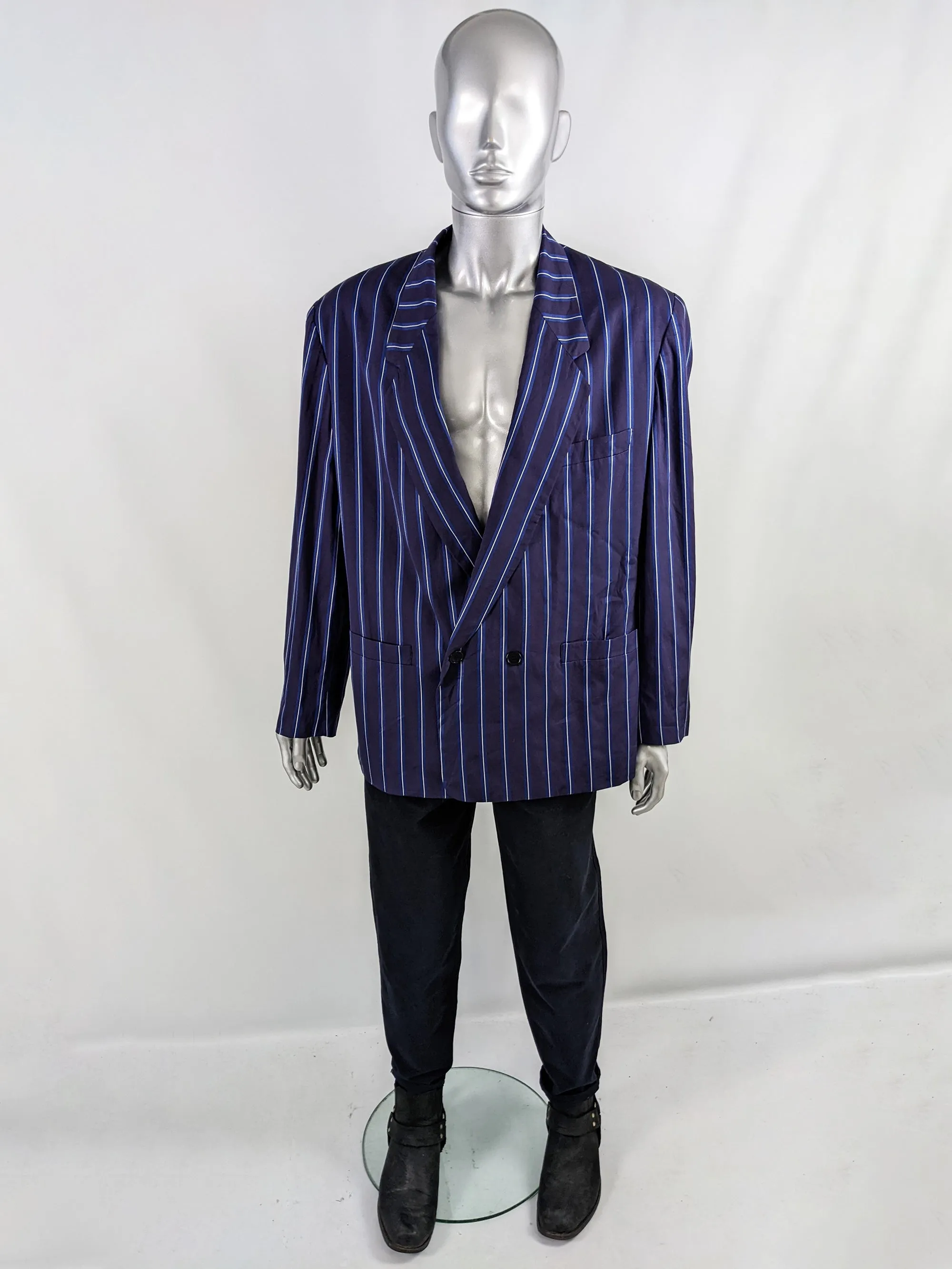 Byblos Vintage Mens Purple & Blue Boating Blazer, 1980s