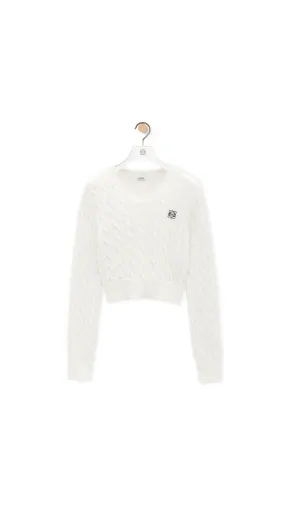 Cable Knit Sweater in Cotton - Soft White