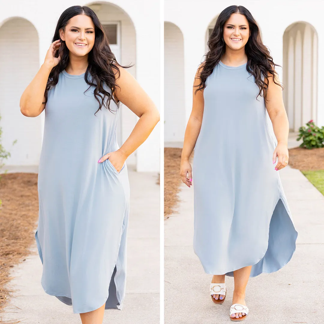 Cannot Imagine Maxi Dress, Ash Blue