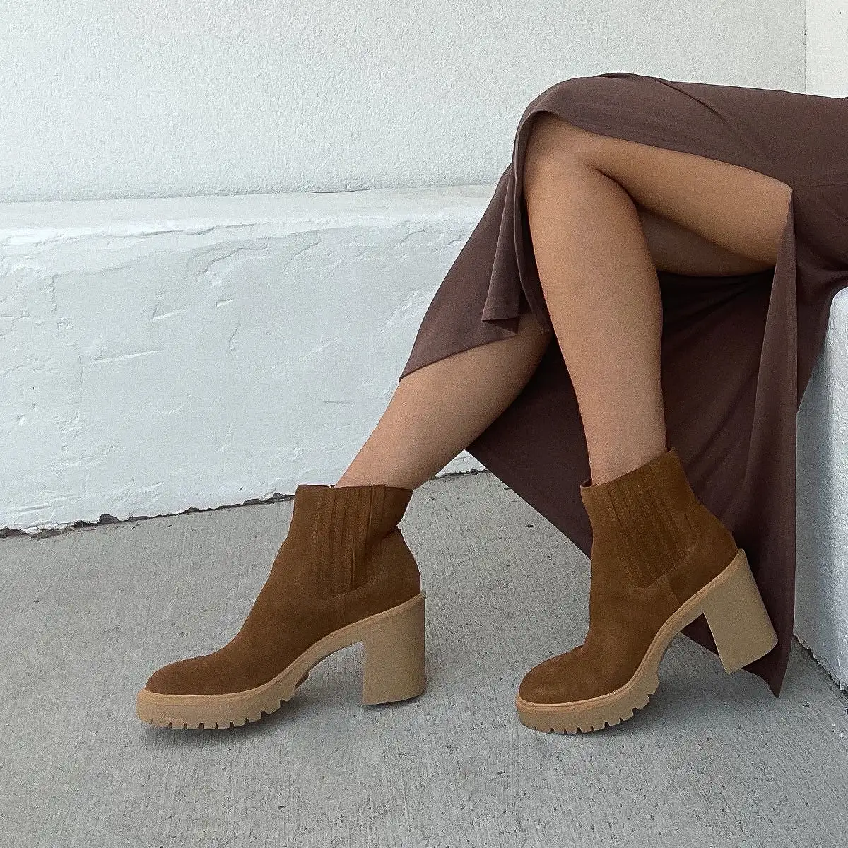 CASTER H2O BOOTIES CAMEL SUEDE re:vita