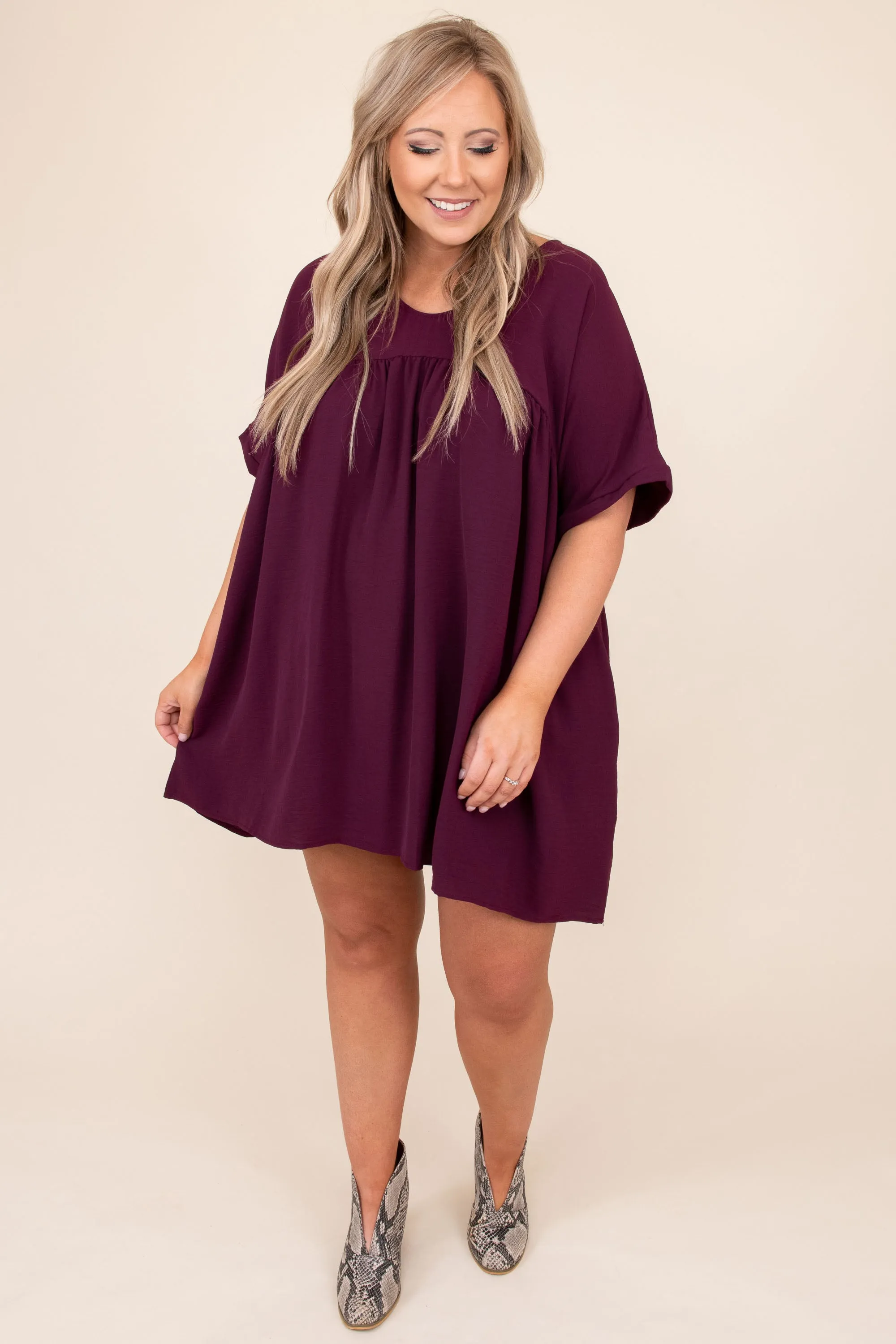 Catch My Breath Dress, Eggplant