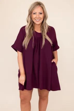 Catch My Breath Dress, Eggplant