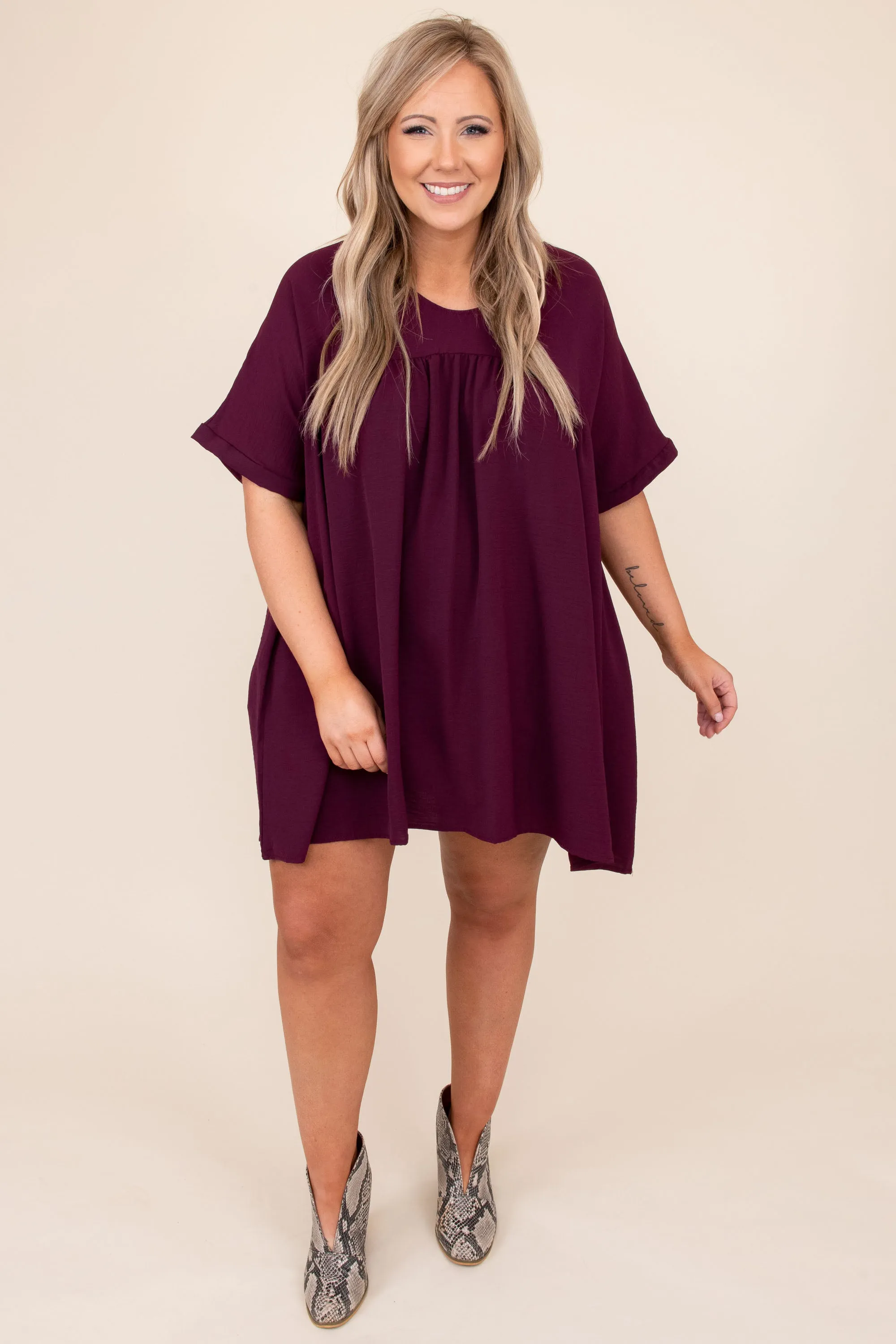 Catch My Breath Dress, Eggplant