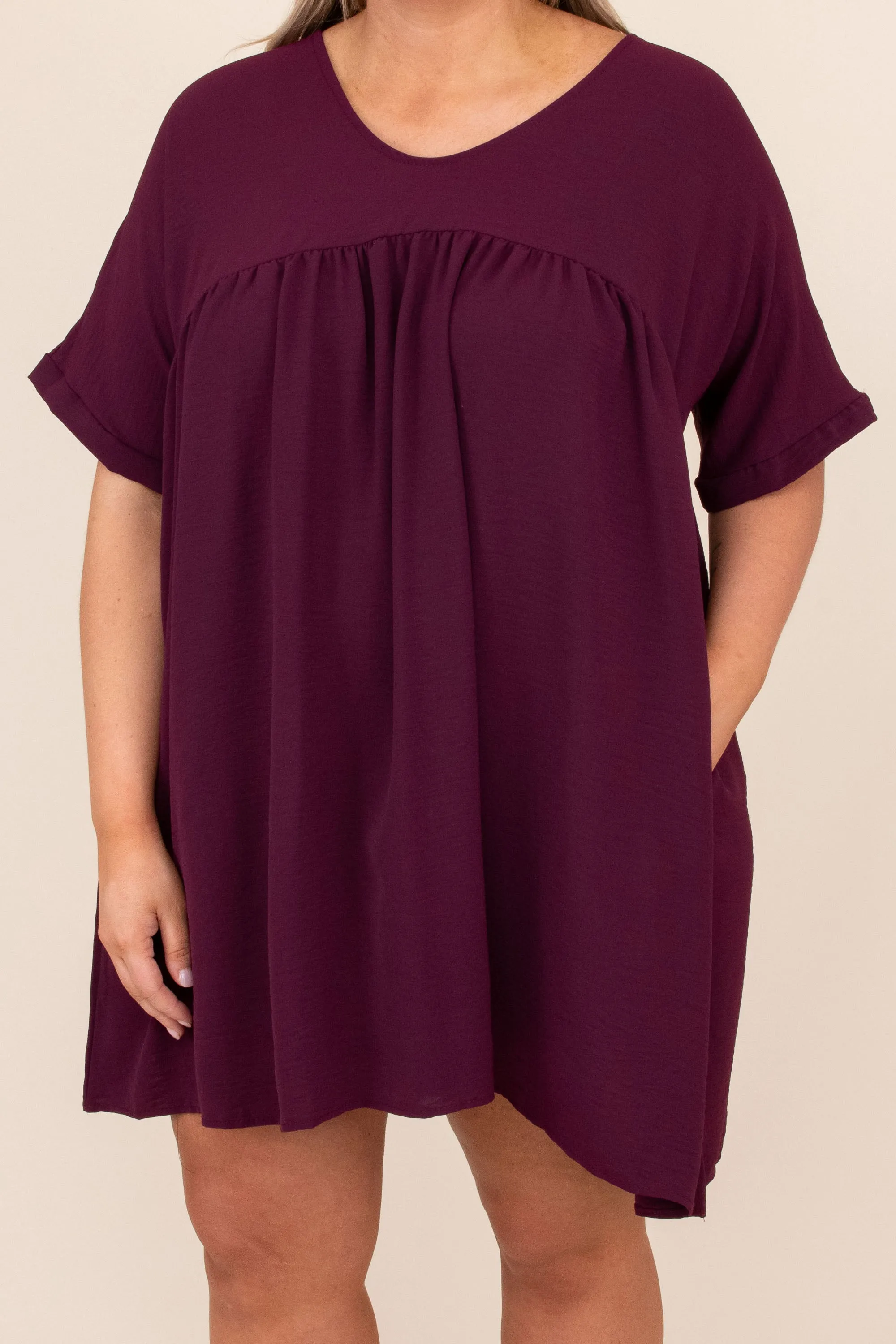 Catch My Breath Dress, Eggplant