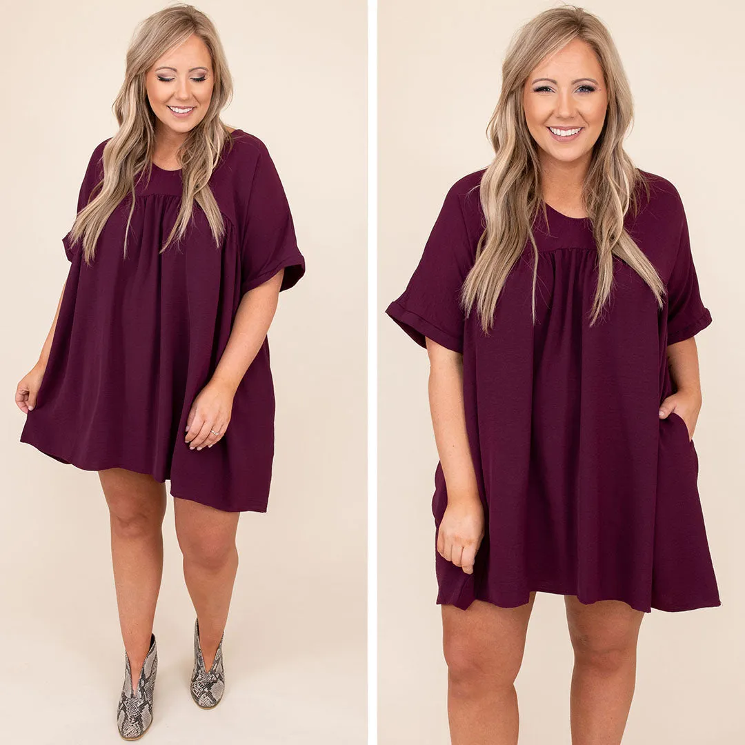 Catch My Breath Dress, Eggplant