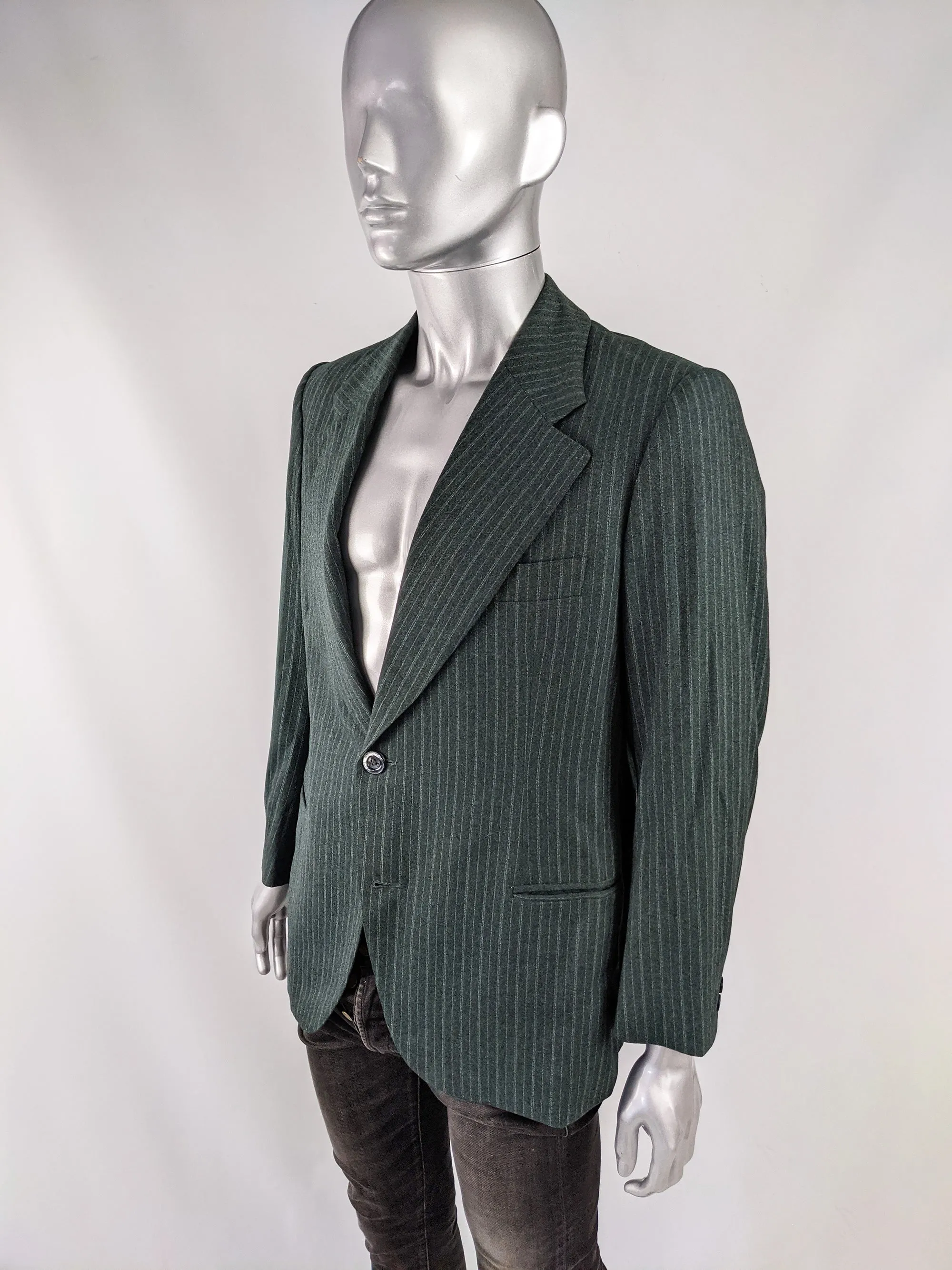 Cerruti 1881 Vintage Mens Green Wool Tailored Blazer, 1970s