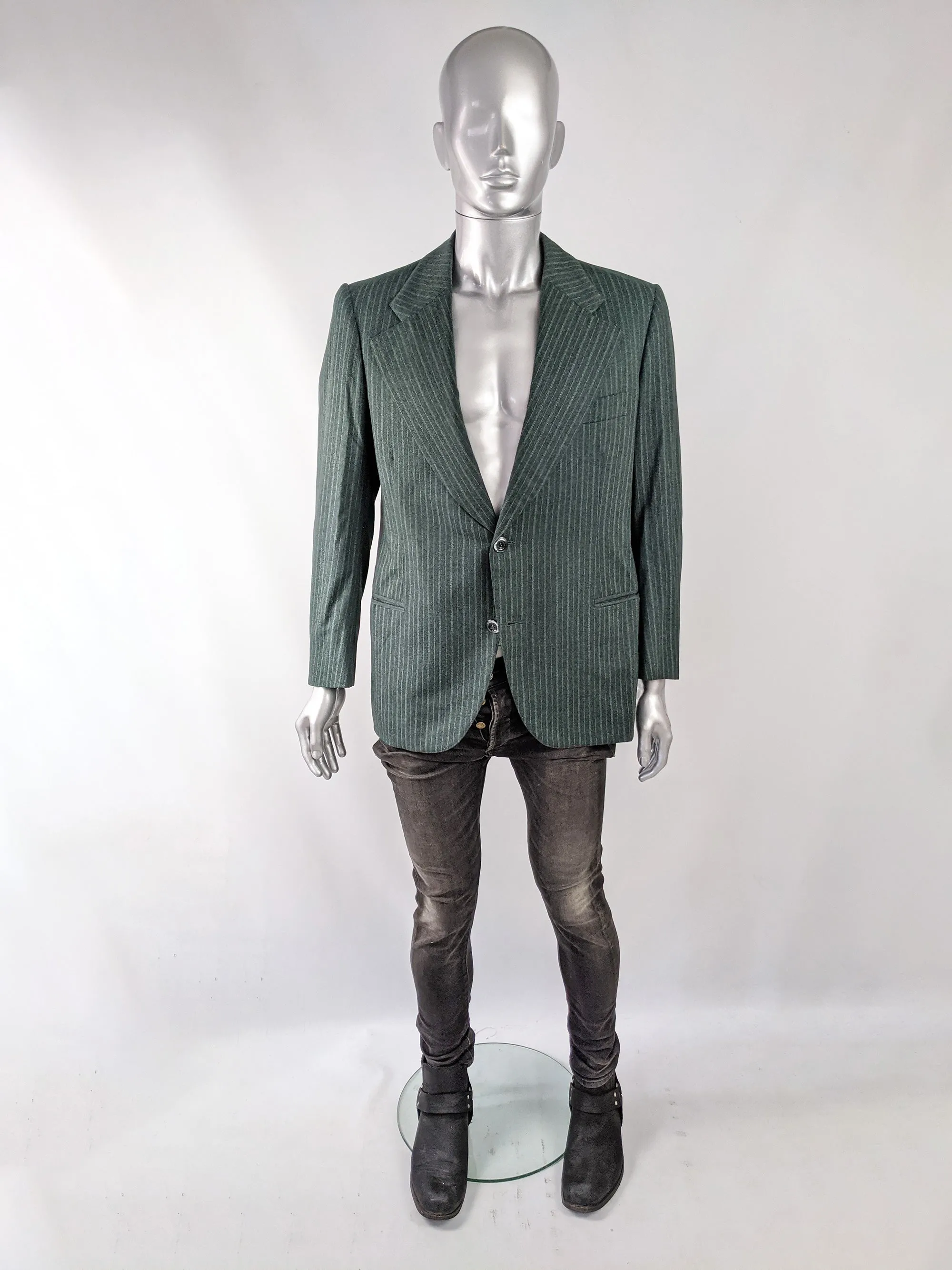 Cerruti 1881 Vintage Mens Green Wool Tailored Blazer, 1970s