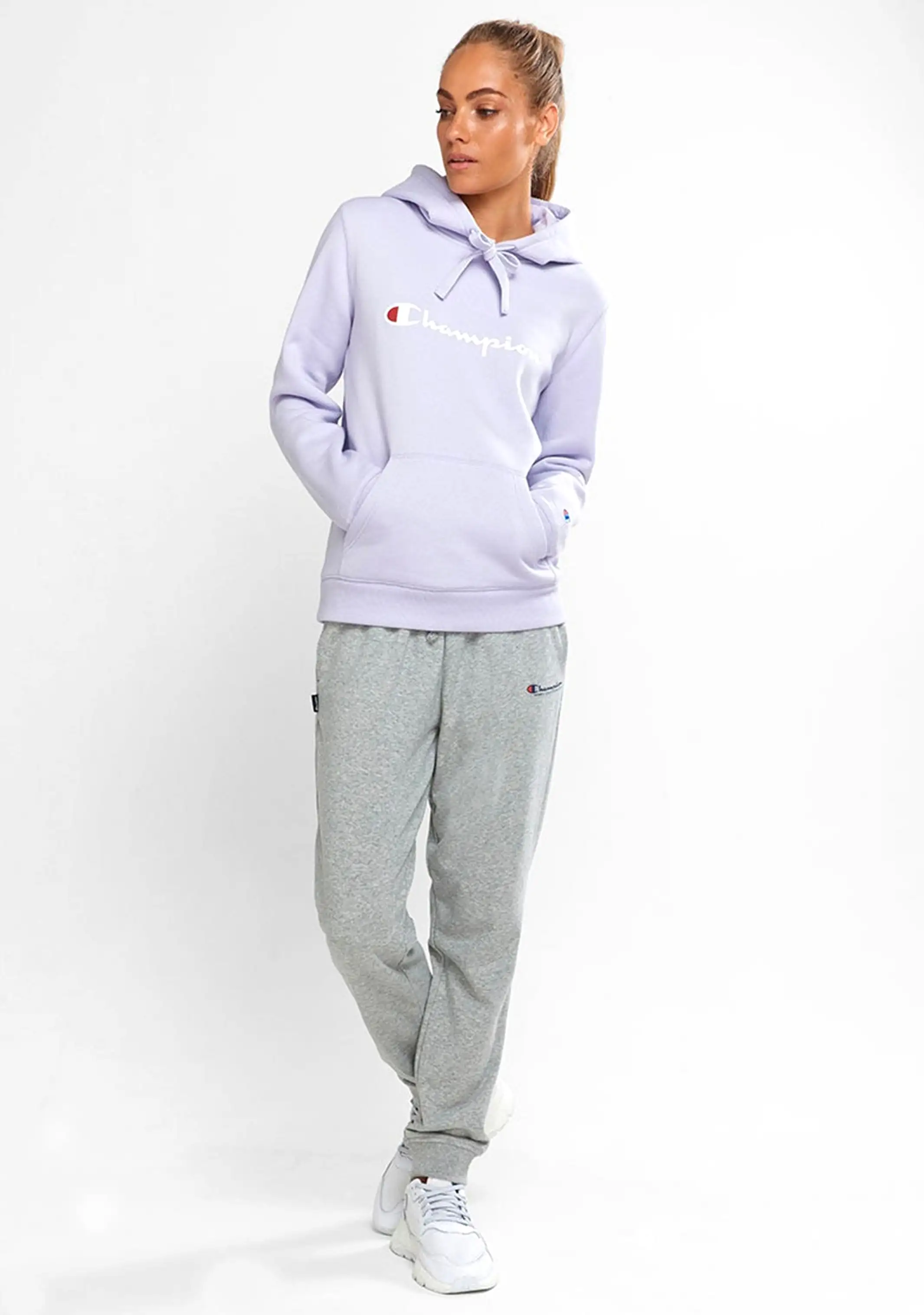 Champion Womens Script Logo Hoodie Lilac <br> CWG4N XMC