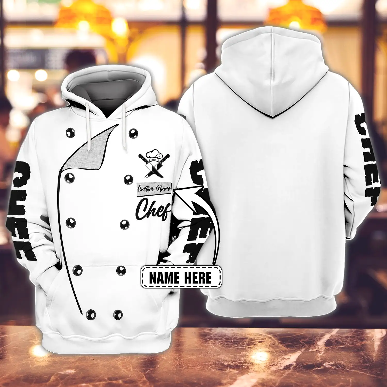 CHEF 3D ALL OVER PRINTED MEN AUTUMN HOODIE CUSTOM NAME - T-SHIRT DESIGN