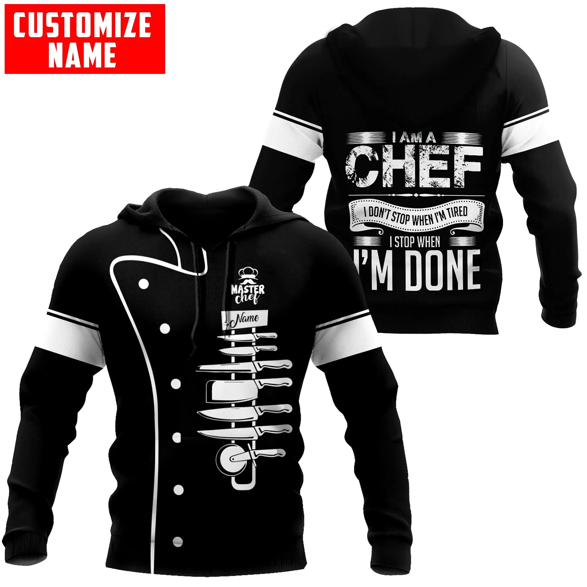 Chef 3D All Over Printed Men Autumn Hoodie Custom Name - T-SHIRT DESIGN