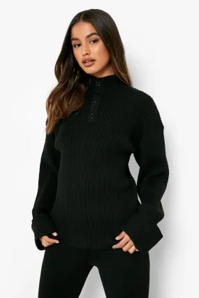 Chunky Rib Funnel Neck Sweater