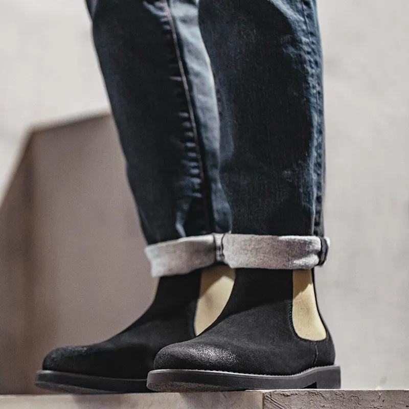 Contrast British Style Chelsea Boots Black 