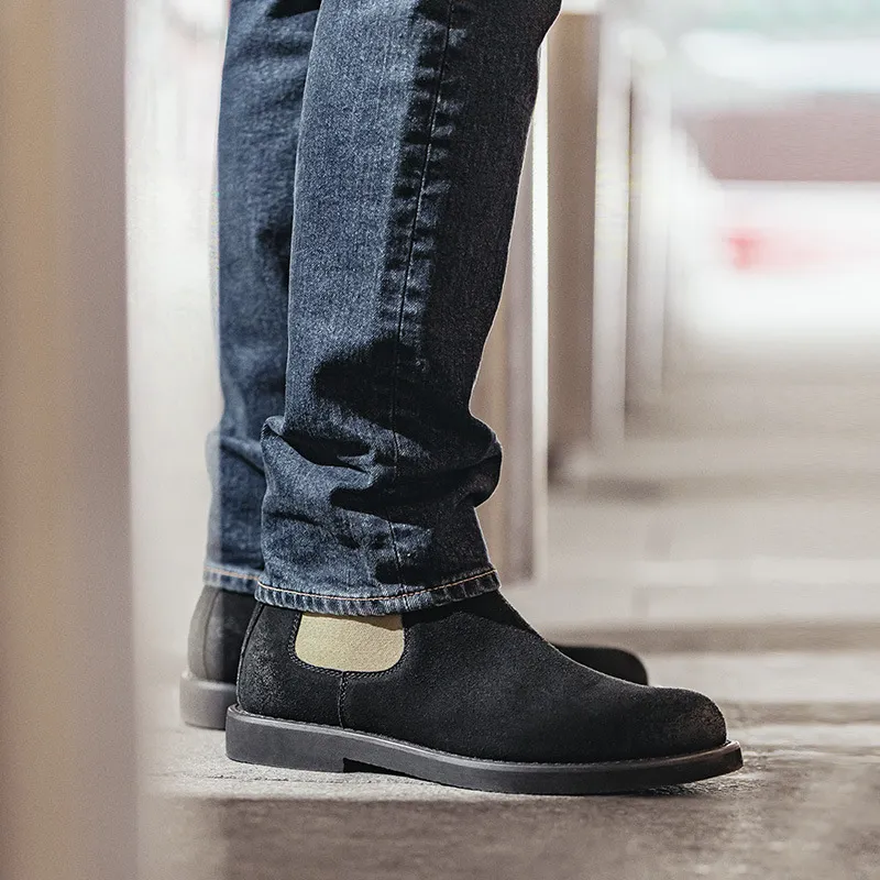 Contrast British Style Chelsea Boots Black 