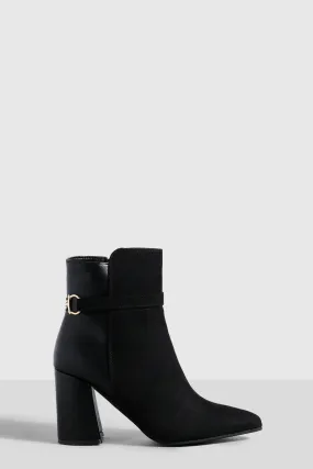 Contrast Metal Detail Block Heel Boots