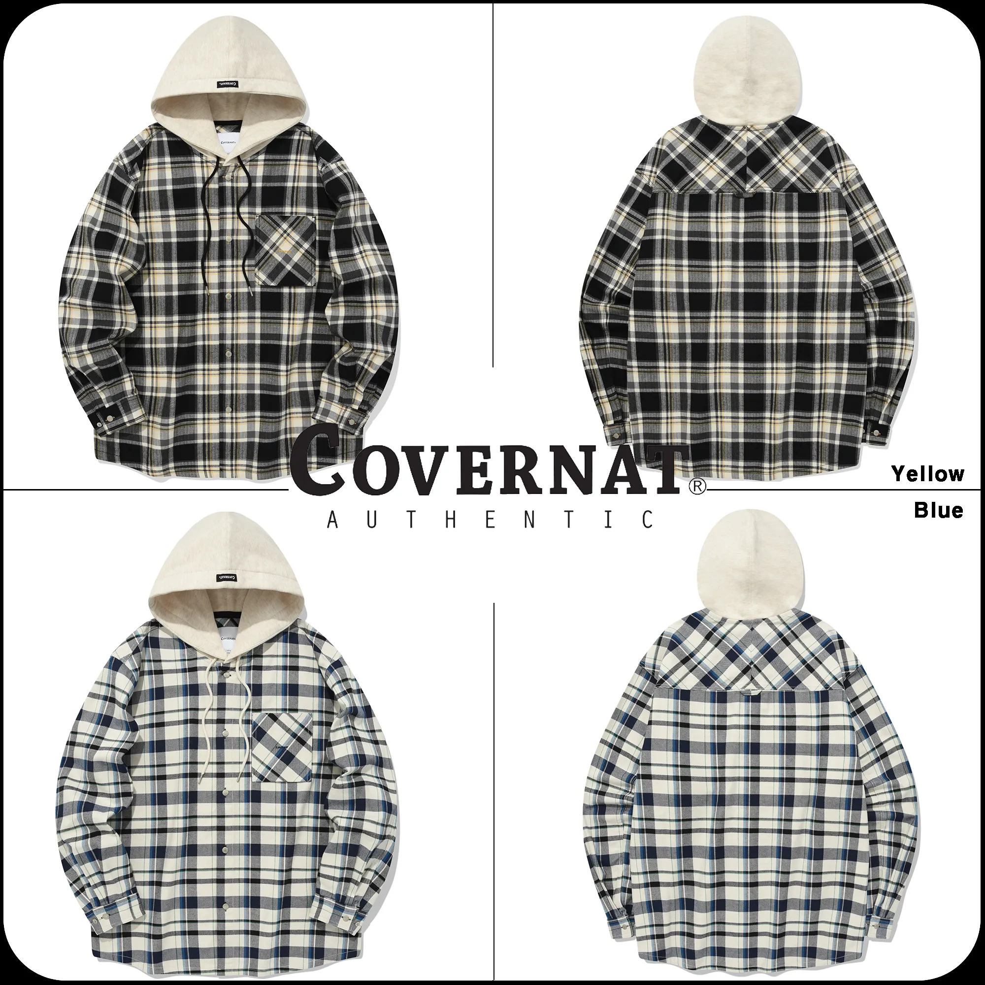 COVERNAT  |[COVERNAT]★HERRINGBONE HOODIE CHECK SHIRT