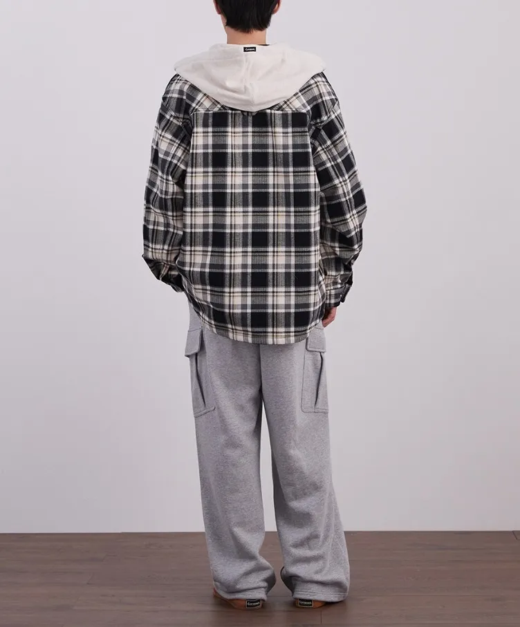 COVERNAT  |[COVERNAT]★HERRINGBONE HOODIE CHECK SHIRT