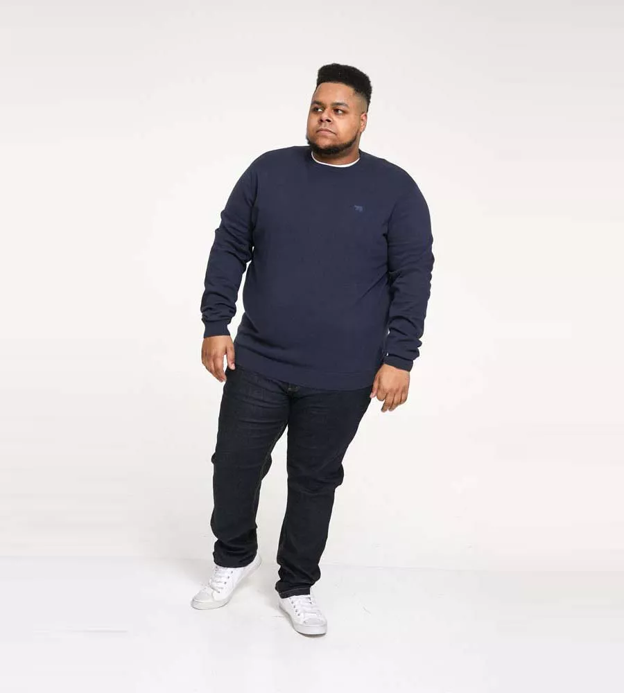 D555 Big Mens Navy Crew Neck Sweater (JOVANNI 2)