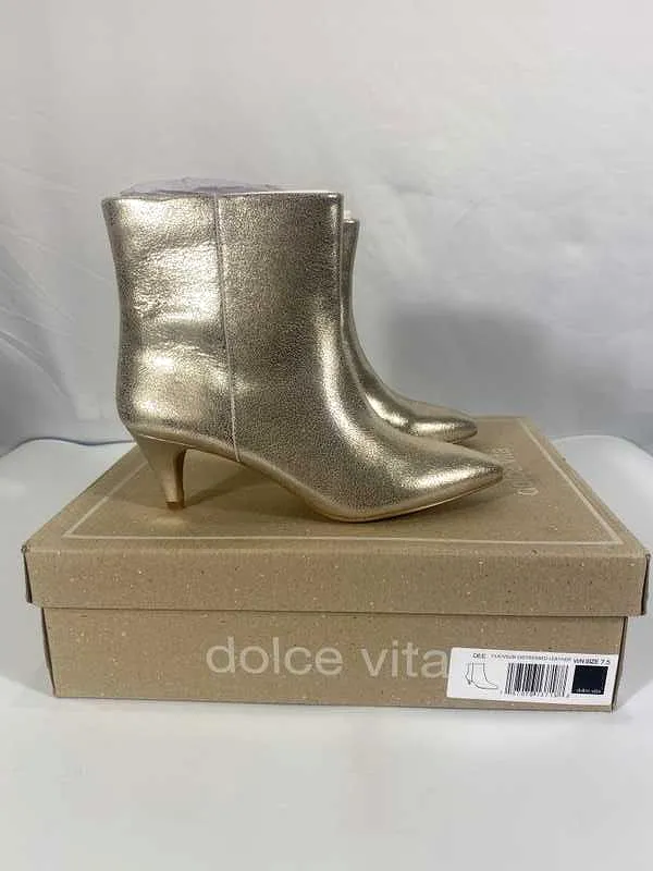 DEE BOOTIES PLATINUM DISTRESSED LEATHER - re:vita