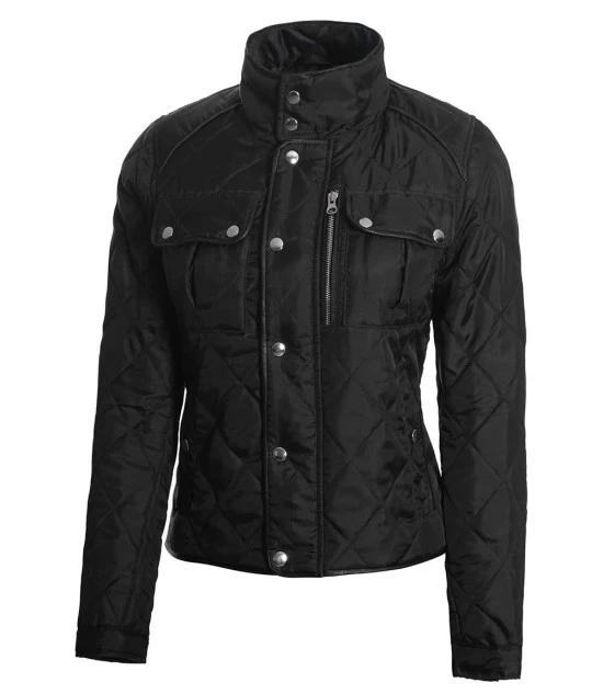 Delphia Black Quilted Jacket for Women - Lightweight Jacket