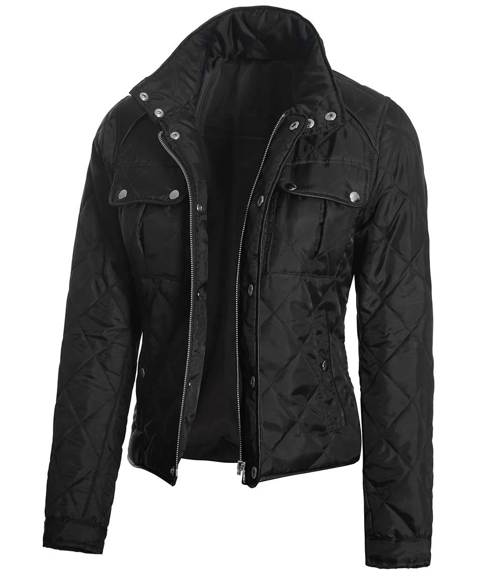 Delphia Black Quilted Jacket for Women - Lightweight Jacket