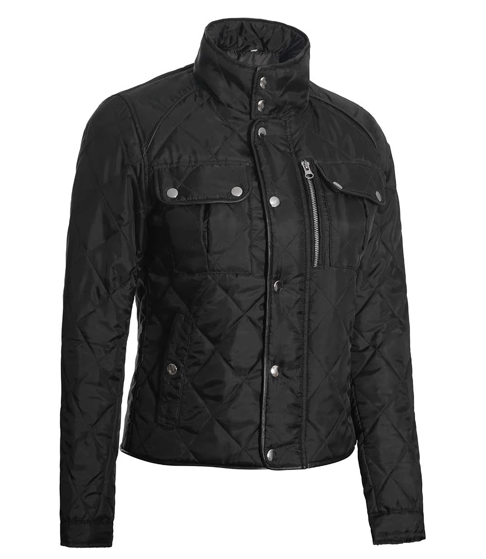 Delphia Black Quilted Jacket for Women - Lightweight Jacket