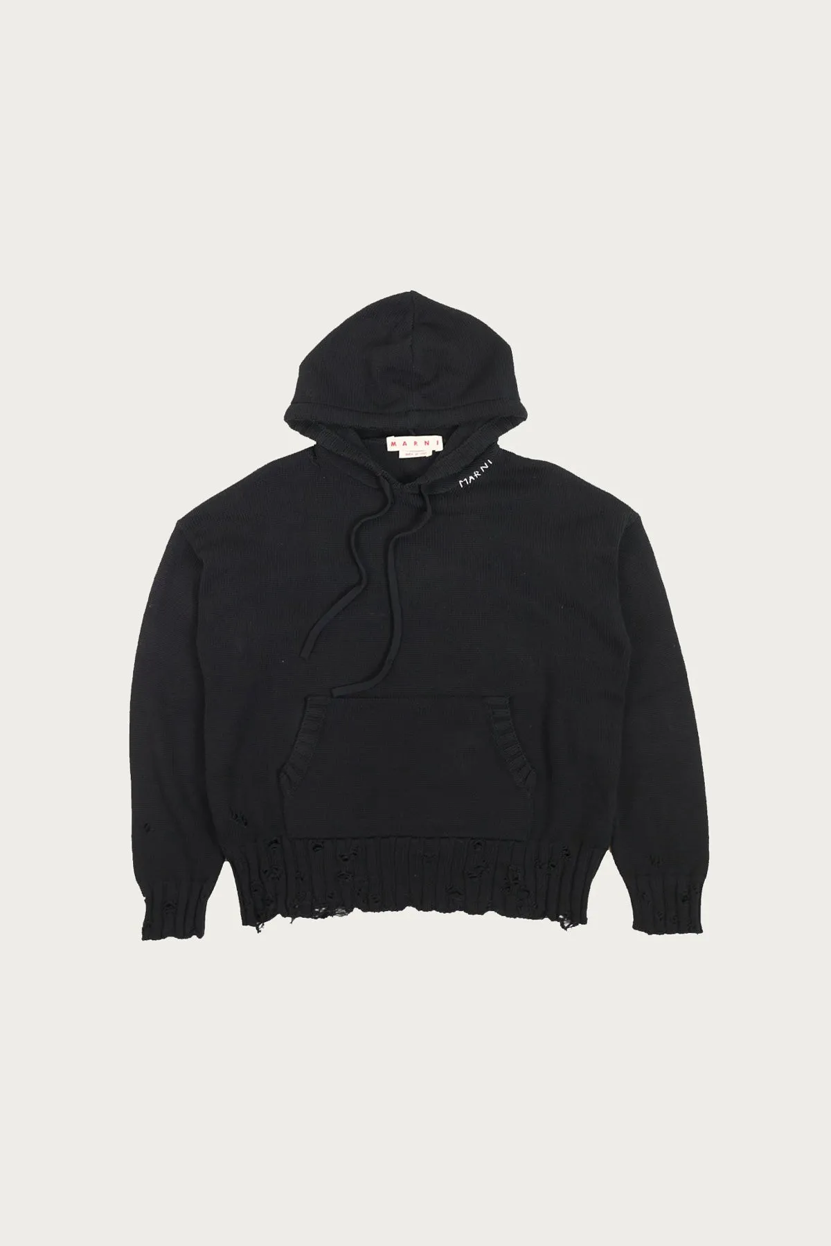 Dishevelled Cotton 5 Gauge Hoodie - Black