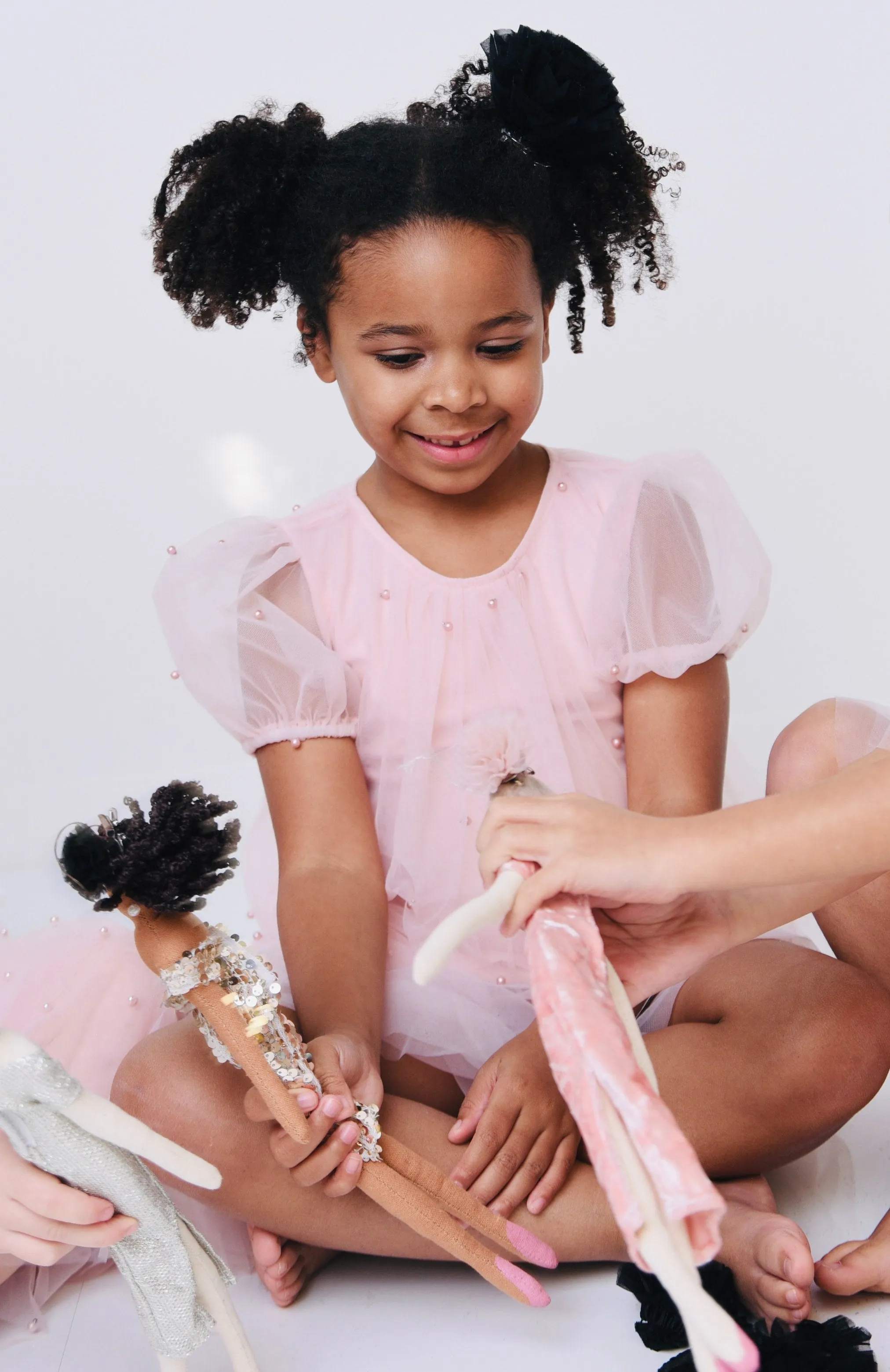 DOLLY FASHION BALLERINA RAG DOLL DARK SKIN CURLY HAIR BLACK