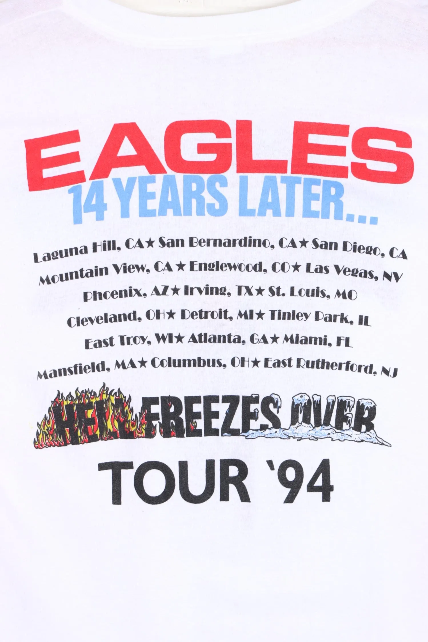 Eagles 1994 'Hell Freezes Over' Tour Single Stitch T-Shirt (XL)