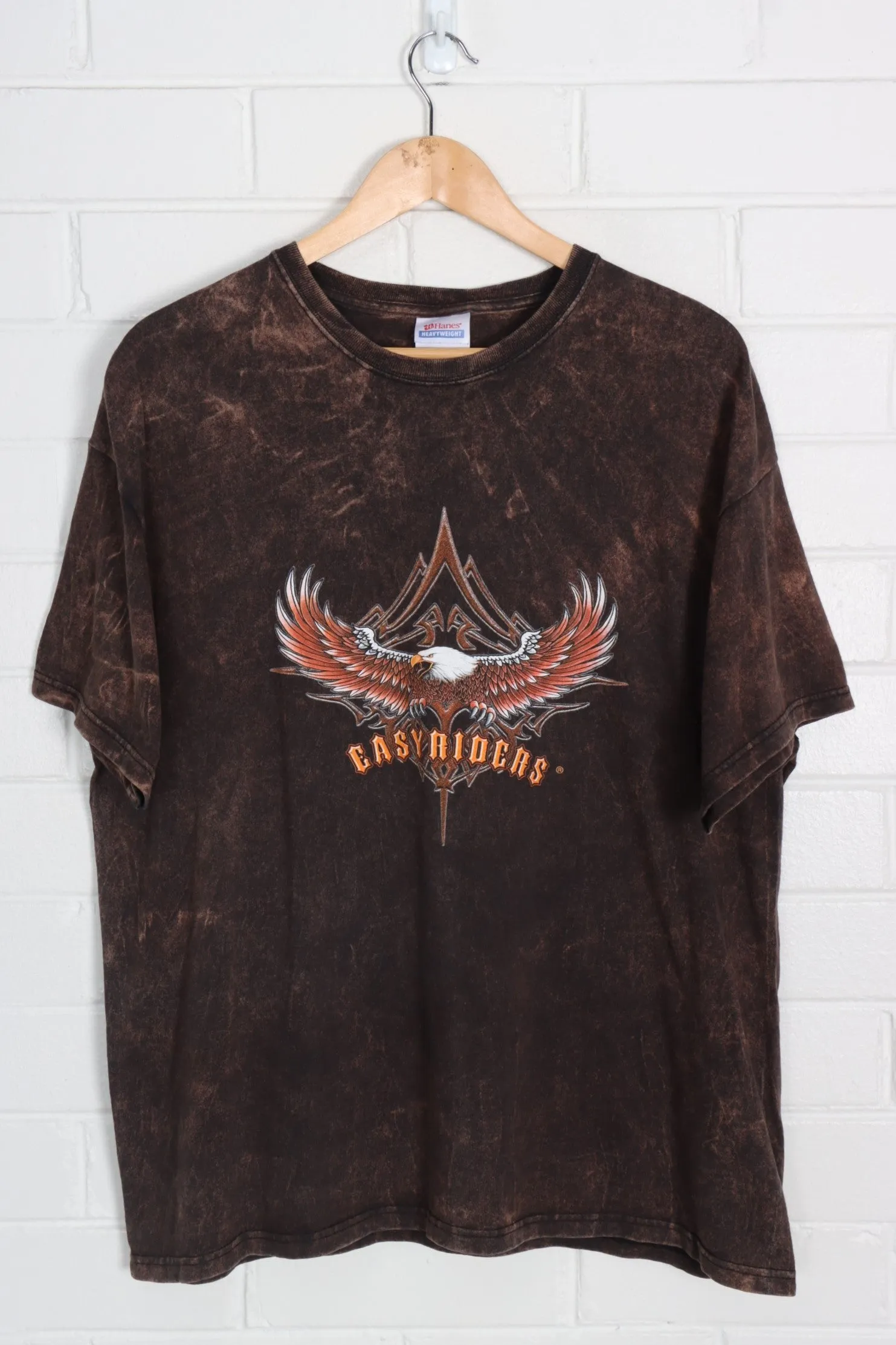 Easyriders Motorcycle Magazine Bald Eagle Rodeo Tour Acid Wash Tee (L-XL)