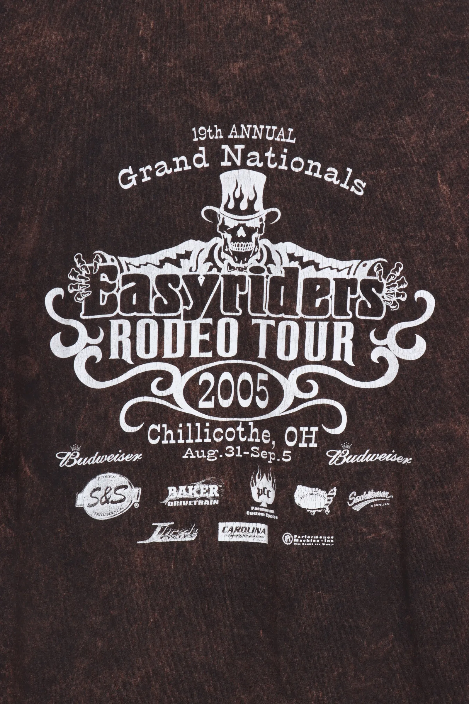 Easyriders Motorcycle Magazine Bald Eagle Rodeo Tour Acid Wash Tee (L-XL)