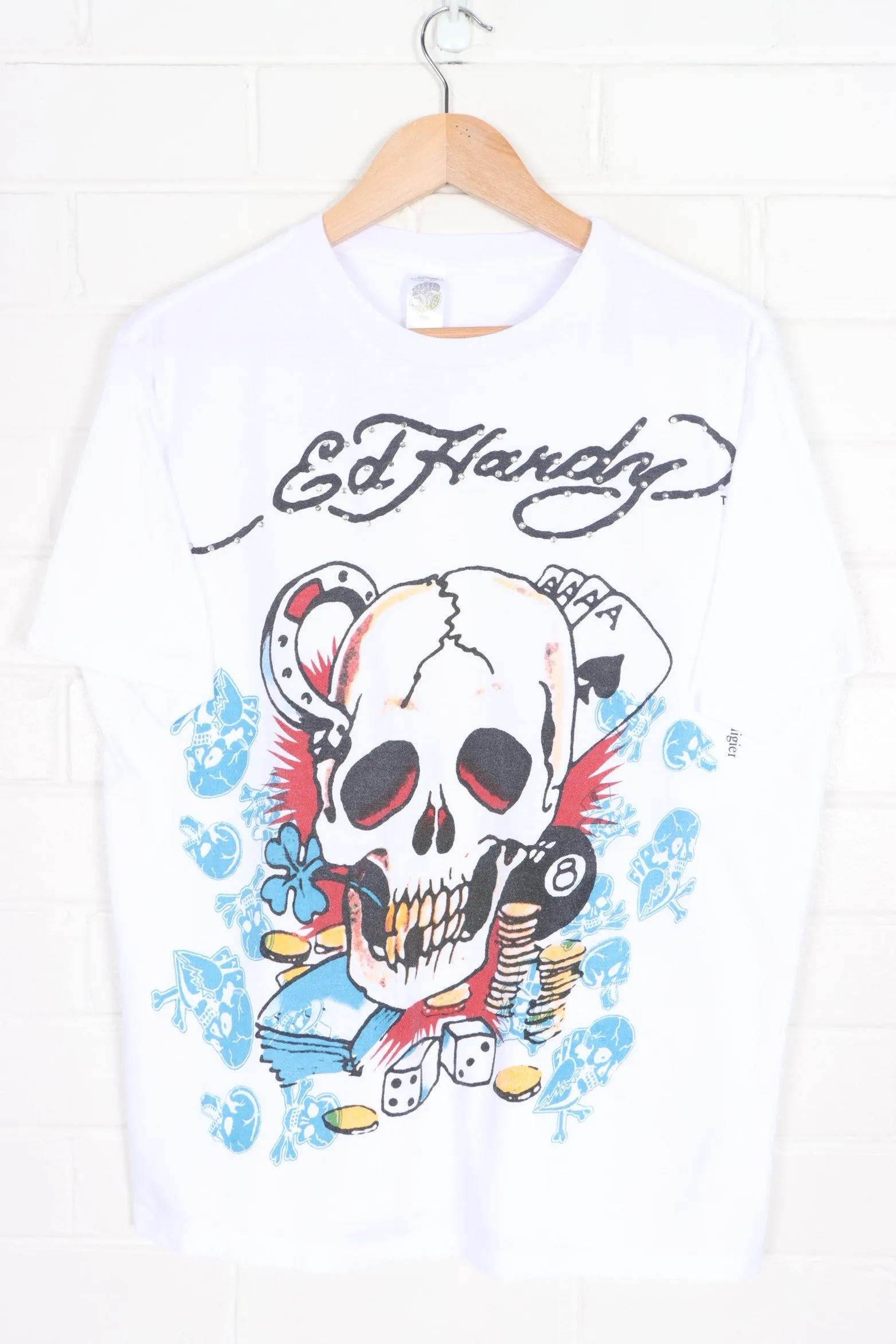 ED HARDY Christian Audigier Skulls Front Back T-Shirt (L)